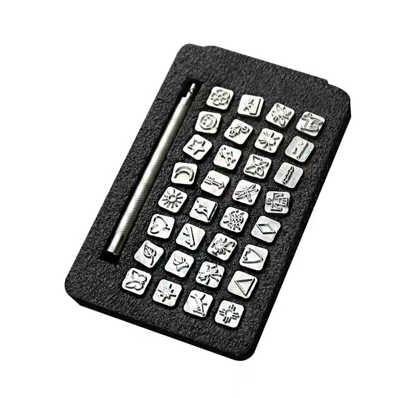 Leather Stamp Set - 32 개/대 스틸 다이 금속 스탬핑