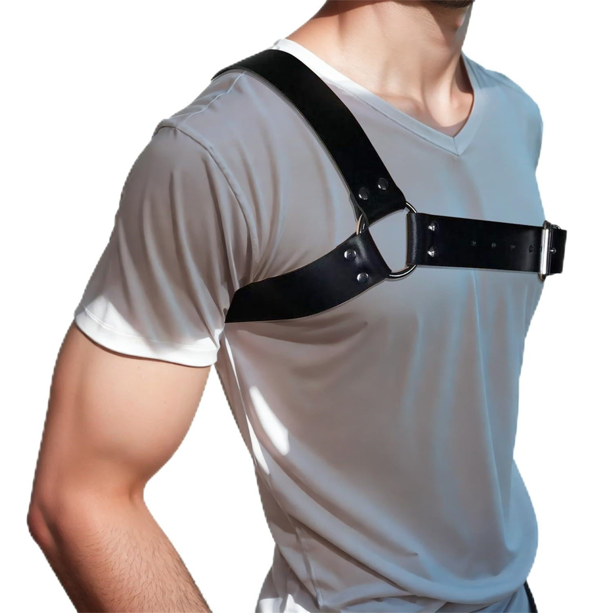 Leather Work Harness - 고딕 남성 가죽 서스펜더 벨트 남성용