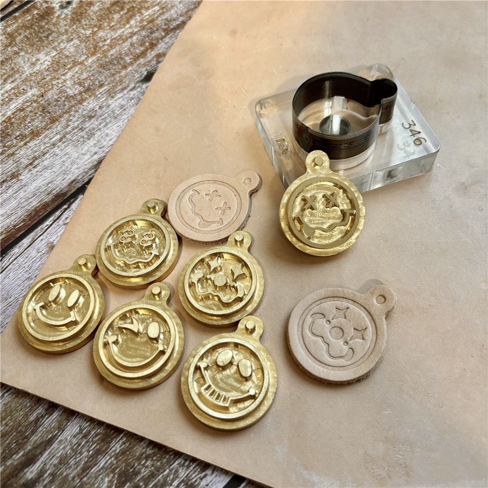 Leather Stamp Set - 커스텀 펜던트 스마일 페이스 구리 가죽