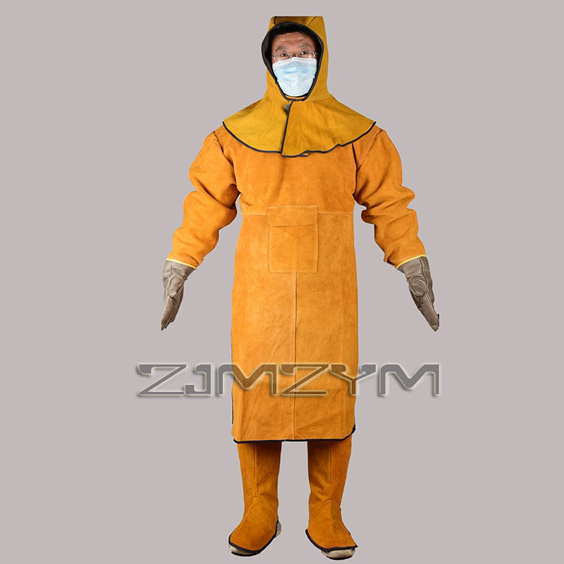 Leather Work Overalls - 1세트 전기 용접복 소가죽 슈트, 난연성