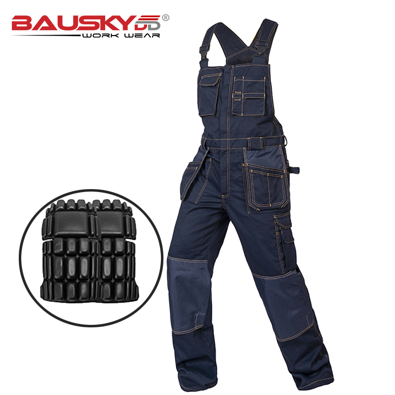 Leather Work Overalls - 남성용 멀티 포켓 작업 턱받이 작업복,