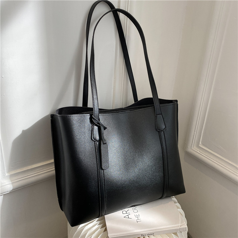 클래식 블랙 인조 가죽 토트백, 대용량 핸드백 숄더백, - Leather Work Bag Women 리뷰 및 가격