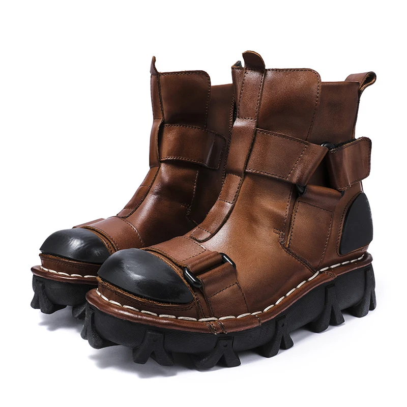 남성용 정품 가죽 오토바이 부츠, 고스 해골 펑크 중반 - Leather Work Western 리뷰 및 가격