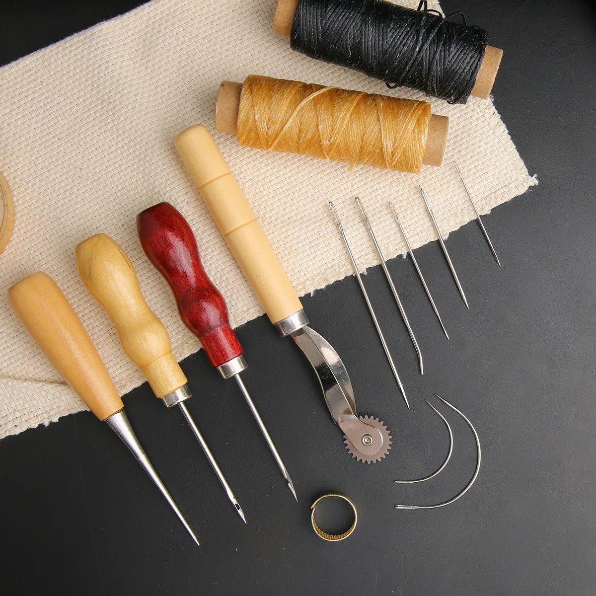 14PCS 가죽 공예 바느질 키트 왁스 스레드 나무 손 - Leatherwork Kit 리뷰 및 가격