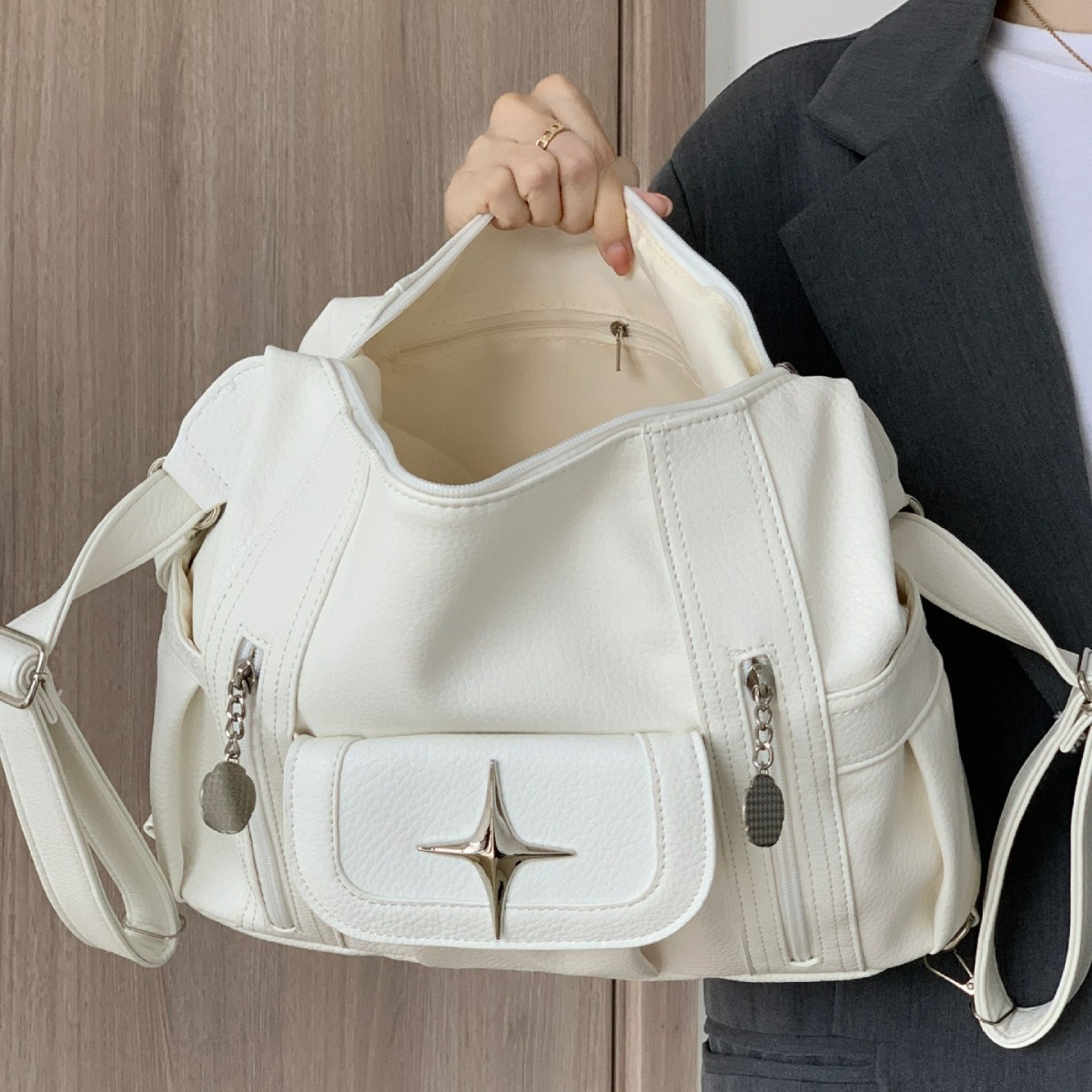 여성용 멋진 가방 패션 한국 버전 학생 여행용 대형 가 - Leather Work Bag Women 리뷰 및 가격