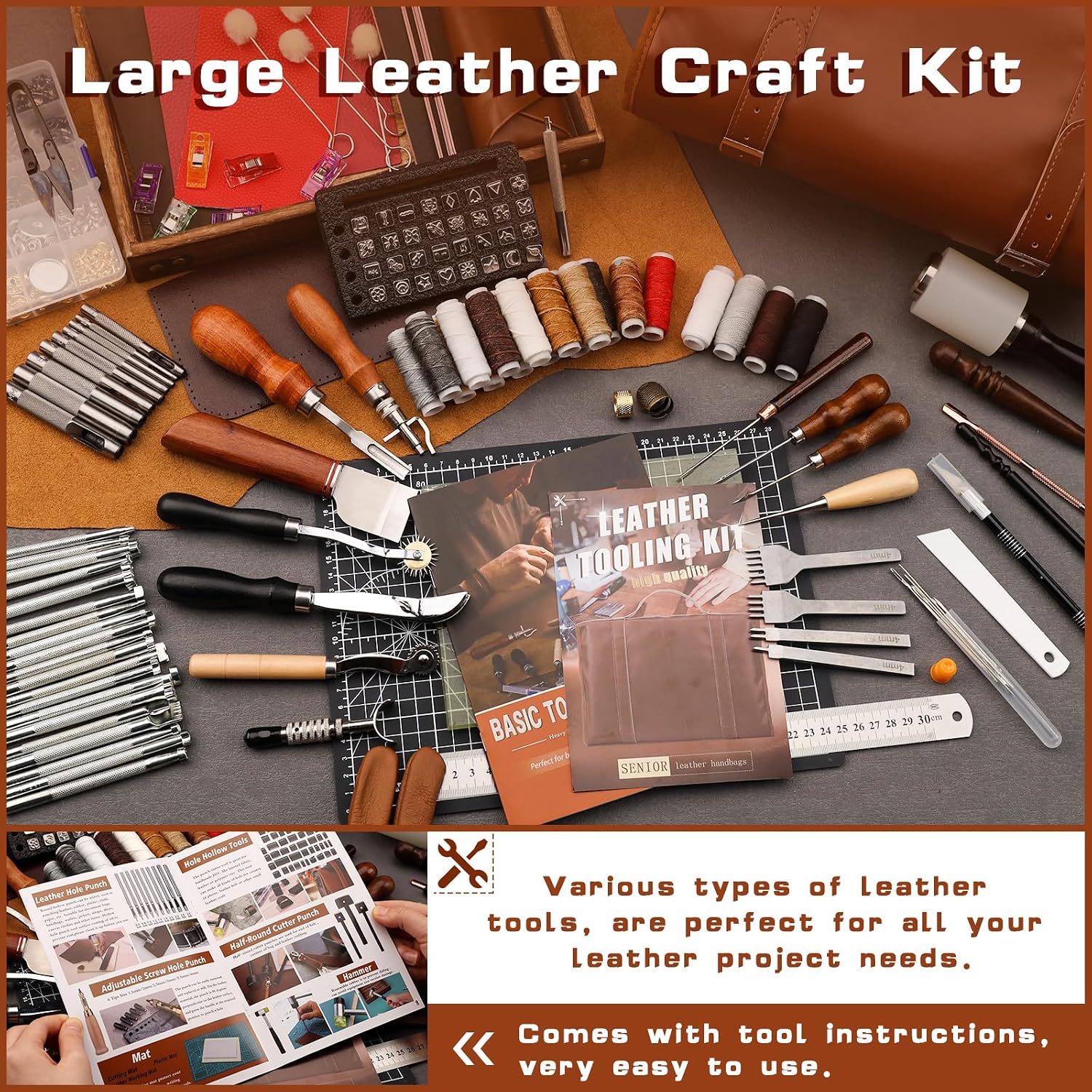 가죽 공예 도구 세트, 가죽 가공 키트, 맞춤형 핸드백 - Leatherwork Kit 리뷰 및 가격