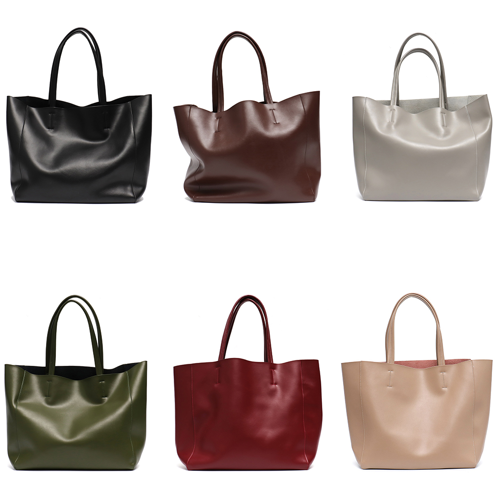 미니멀리스트 빅 토트 백 여성 유행 진짜 가죽 숄더 핸 - Leather Work Bag Women 리뷰 및 가격