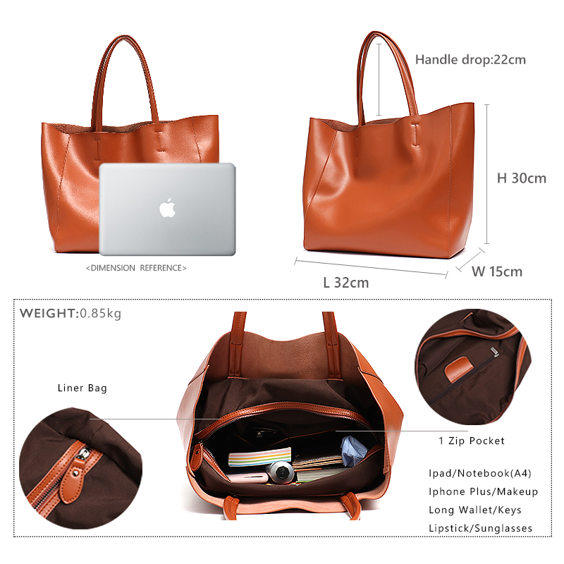 미니멀리스트 빅 토트 백 여성 유행 진짜 가죽 숄더 핸 - Leather Work Bag Women 리뷰 및 가격