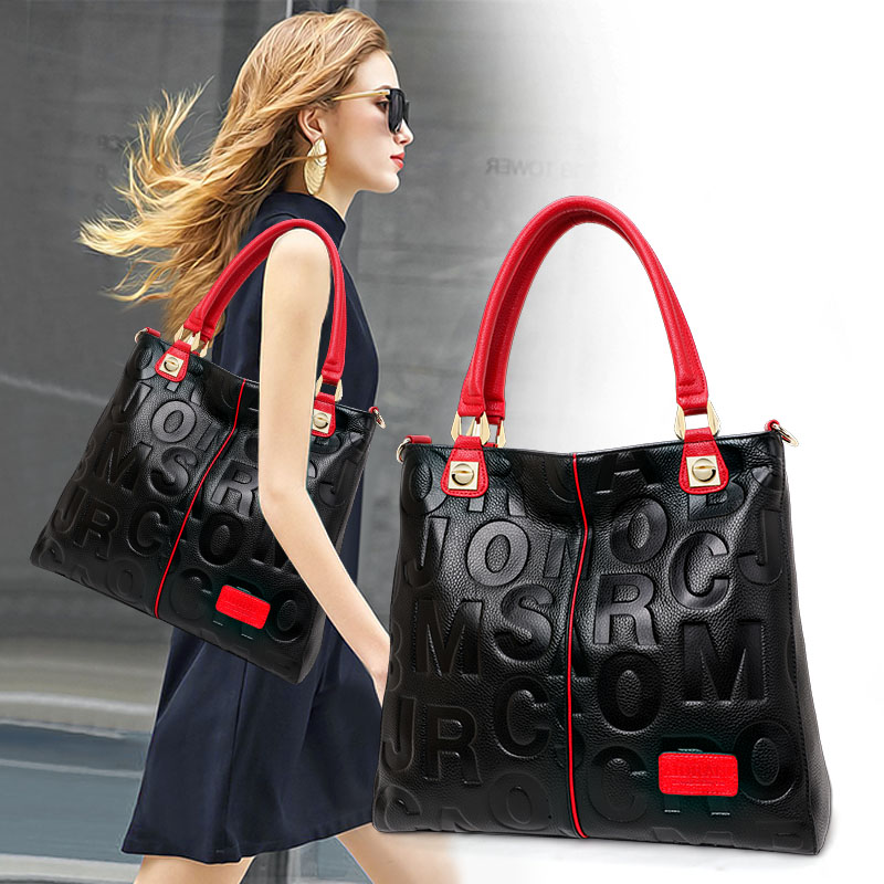 정품 소가죽 엠보싱 레터 토트백 탈부착 가능한 크로스  - Leather Work Bag Women 리뷰 및 가격