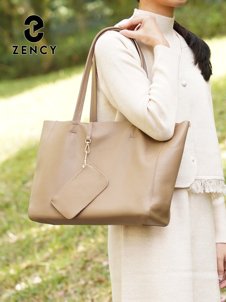 Zency 정품 가죽 대형 토트 백 심플 패션 카키색  - Leather Work Bag Women 리뷰 및 가격