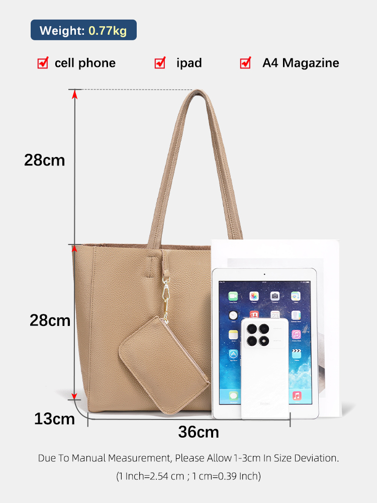 Zency 정품 가죽 대형 토트 백 심플 패션 카키색  - Leather Work Bag Women 리뷰 및 가격