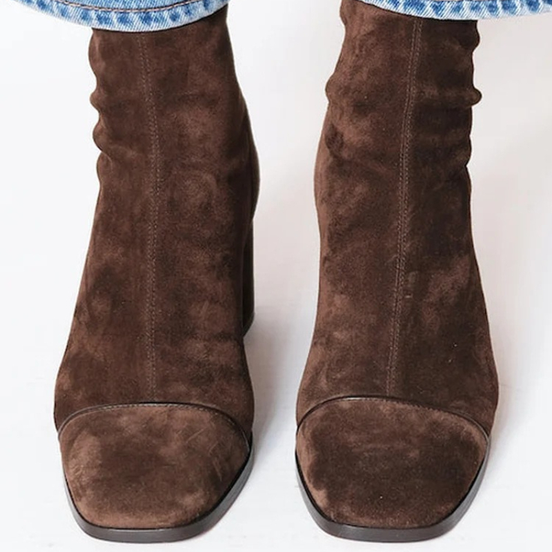 스웨이드 가죽 여성 부츠 포인티드 토 지퍼 웨스턴 카우 - Leather Work Western 리뷰 및 가격