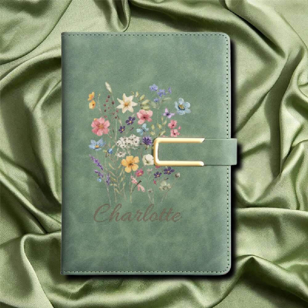 A5 플로럴 모노그램 맞춤 이름 인조가죽 하드커버 저널 - Leatherwork Journal 리뷰 및 가격
