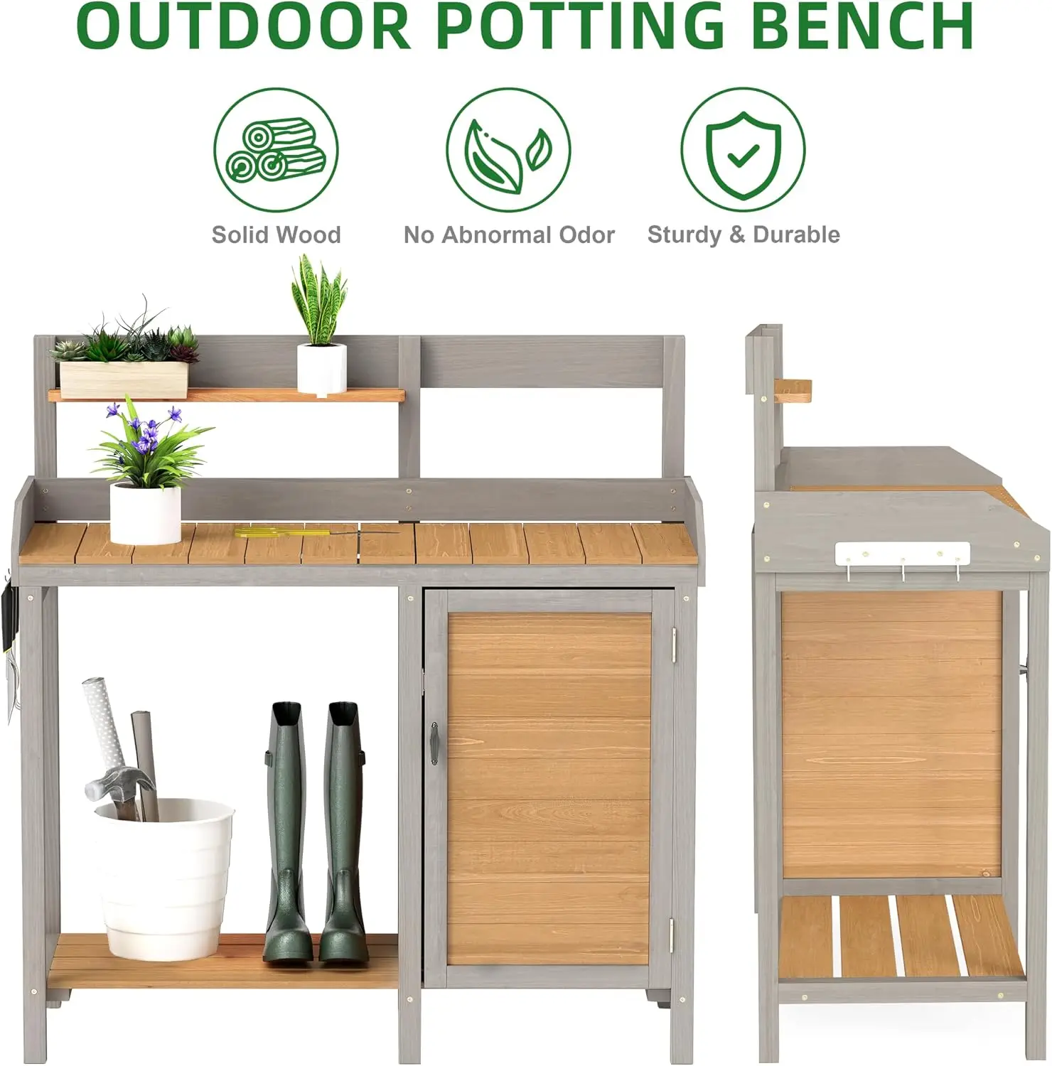 싱크대가 있는 나무 재질의 화분 작업대, 수납공간이 있 - Leatherwork Bench 리뷰 및 가격