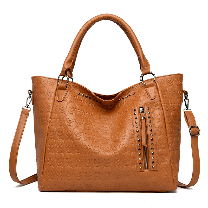 펑크 스컬 크로스바디 백 PU 가죽 스터드 장식 패션  - Leather Work Bag Women 리뷰 및 가격