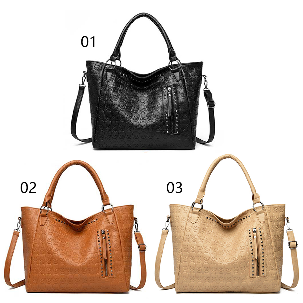 펑크 스컬 크로스바디 백 PU 가죽 스터드 장식 패션  - Leather Work Bag Women 리뷰 및 가격