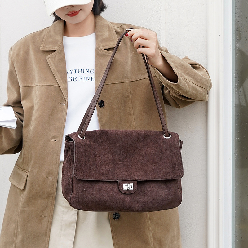 여성용 정품 스웨이드 가죽 숄더백, 조절 가능한 스트랩 - Leather Work Bag Women 리뷰 및 가격