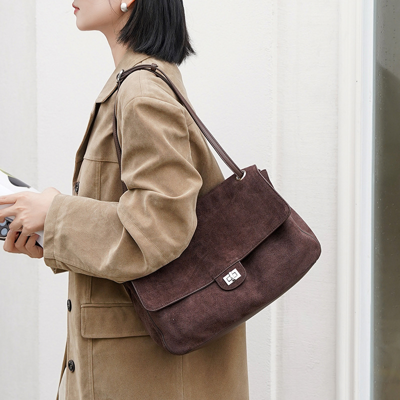 여성용 정품 스웨이드 가죽 숄더백, 조절 가능한 스트랩 - Leather Work Bag Women 리뷰 및 가격